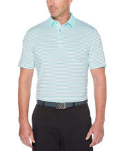 Mens Refined 3-Color Yarn-Dyed Stripe Golf Polo Polos Aruba Blue / M