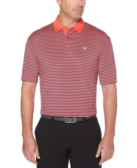 Mens Refined 3-Color Yarn-Dyed Stripe Golf Polo Polos Bittersweet / M