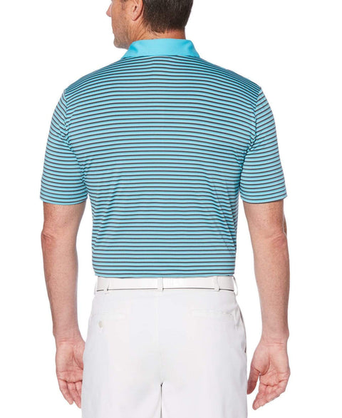 Mens Refined 3-Color Yarn-Dyed Stripe Golf Polo Polos