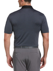 Men's 3-Color Stripe Golf Polo Shirt (Black Lichen) 