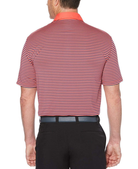 Mens Refined 3-Color Yarn-Dyed Stripe Golf Polo Polos