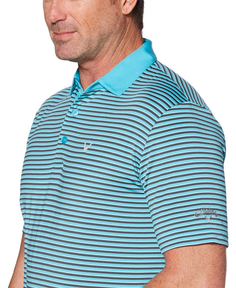 Mens Refined 3-Color Yarn-Dyed Stripe Golf Polo Polos