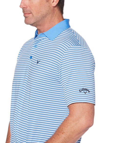 Mens Refined 3-Color Yarn-Dyed Stripe Golf Polo Polos