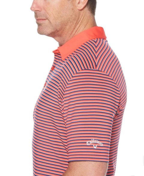 Mens Refined 3-Color Yarn-Dyed Stripe Golf Polo Polos