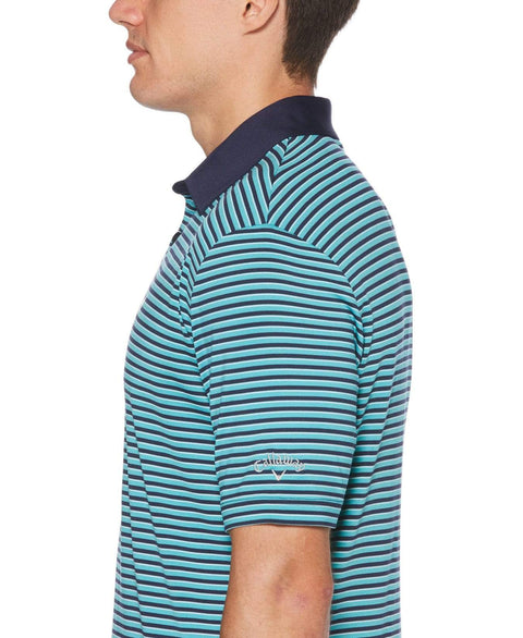 Mens Refined 3-Color Yarn-Dyed Stripe Golf Polo Polos