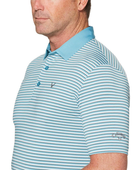 Mens Refined 3-Color Yarn-Dyed Stripe Golf Polo Polos