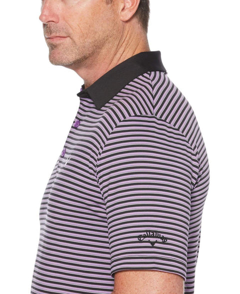 Mens Refined 3-Color Yarn-Dyed Stripe Golf Polo Polos