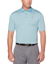 Mens Refined 3-Color Yarn-Dyed Stripe Golf Polo Polos Delphinium Blue / XL