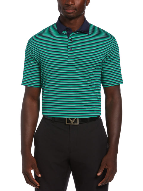 Mens 3-Color Stripe Golf Polo Shirt-Polos-Golf Green-M-Callaway