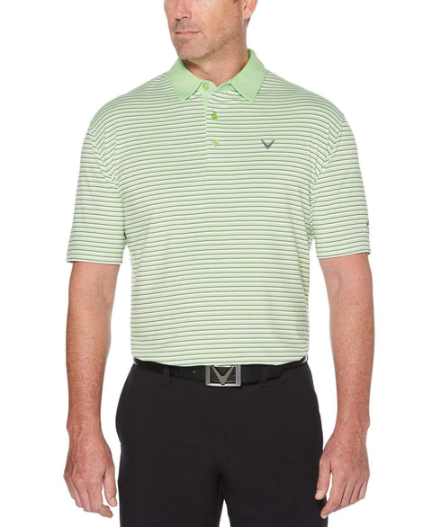 Mens Refined 3-Color Yarn-Dyed Stripe Golf Polo Polos Jade Lime / XXL