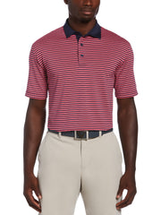 Mens 3-Color Stripe Golf Polo Shirt-Polos-Lilac Rose-M-Callaway