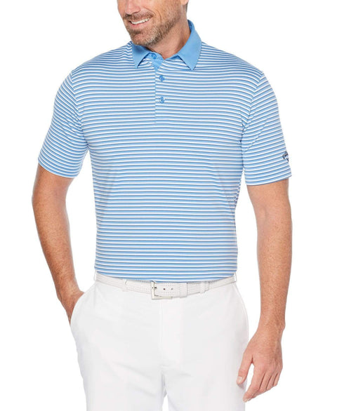 Mens 3-Color Stripe Golf Polo Polos Marina / XL