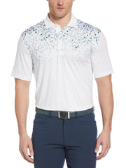 Abstract Ombre Geo Print Golf Polo (Bright White) 