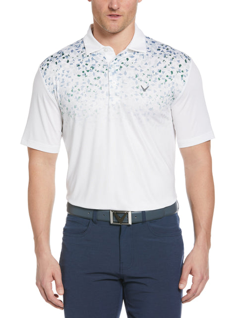 Abstract Ombre Geo Print Golf Polo (Bright White) 