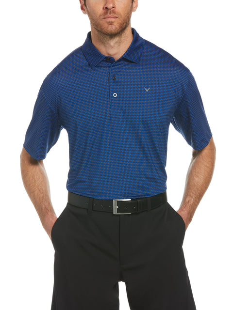 Mens Allover Chev Printed Polo-Polos-Navy-M-Callaway