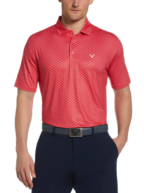 Allover Chevron Print Golf Polo (Teaberry) 