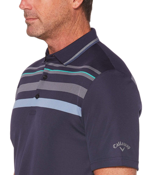 Mens Birdseye Chest Stripe Polo Polos