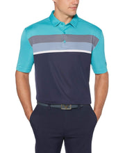 Mens Birdseye Color Block Chest Stripe Polo Polos Baltic / M