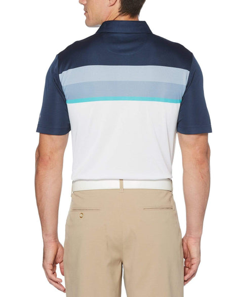 Mens Birdseye Color Block Chest Stripe Polo Polos