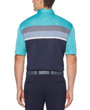 Mens Birdseye Color Block Chest Stripe Polo Polos