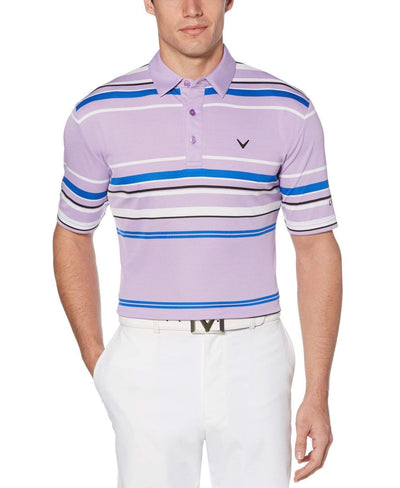 Mens Birdseye Stripe Polo Polos Fairy Wren / L