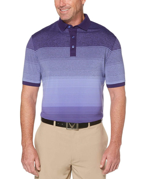 Mens COOLING ENGINEERED SPACE DYE STRIPE POLO Polos Purple Iris / M