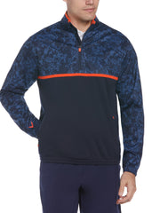 Abstract Camo Print Quarter Zip Golf Windbreaker (Navy Blazer) 