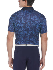 All-Over Abstract Camo Print Golf Polo (Navy Blazer) 