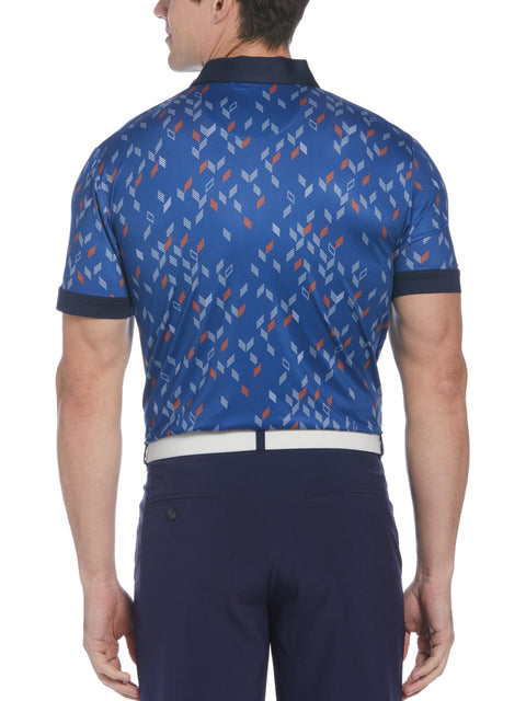 All-Over Geo Chevron Print Golf Polo (Limoges) 