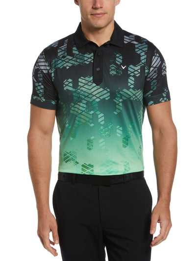 All-Over Geo Print Golf Polo (Caviar) 