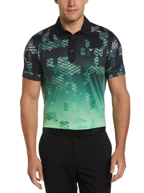 All-Over Geo Print Golf Polo (Caviar) 