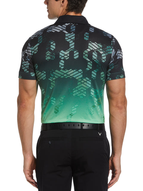 All-Over Geo Print Golf Polo (Caviar) 