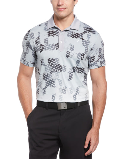 All-Over Geo Print Golf Polo (Quarry) 