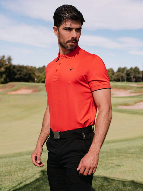 Mens Callaway X Solid Contrast Rib Polo-Polos-Callaway Apparel