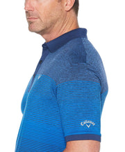 Mens Cooling Engineered Space Dye Stripe Polo with Chevron Polos