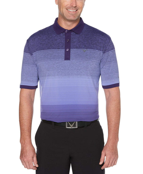 Mens Cooling Engineered Space Dye Stripe Polo with Chevron Polos Purple Iris / L