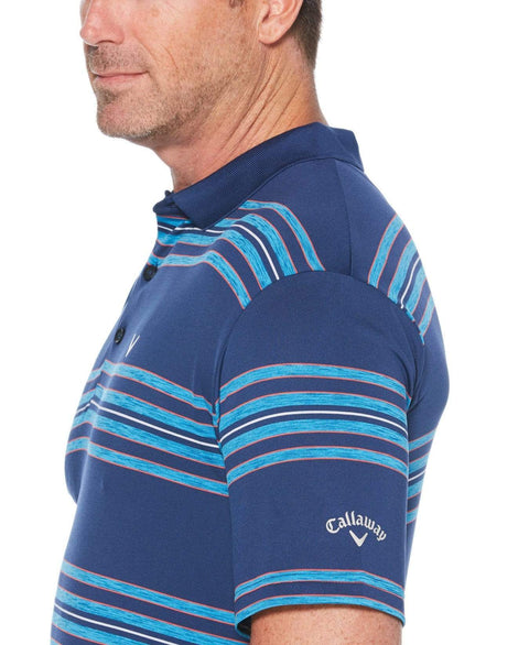 Mens Cooling Regimental Space Dye Stripe Polo with Chevron Polos