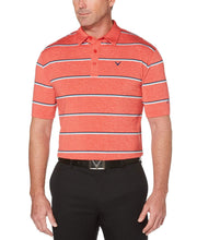 Mens Cooling Roadmap Stripe Polo with Chevron Polos Bittersweet Heather / M