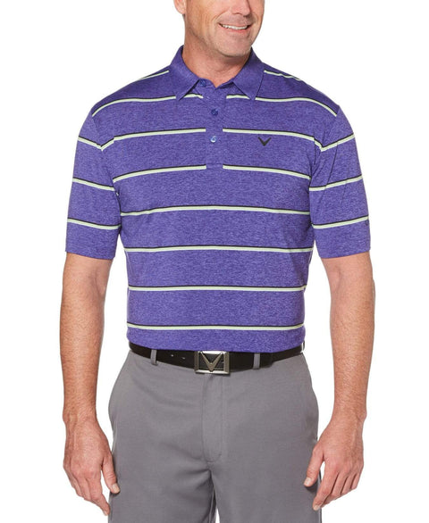 Mens Cooling Roadmap Stripe Polo with Chevron Polos Purple Iris Heather / S