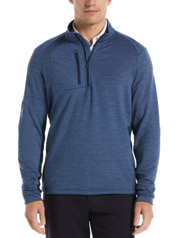 Mens Eco Heather Stripe Fleece 1 4 Zip Golf Pullover