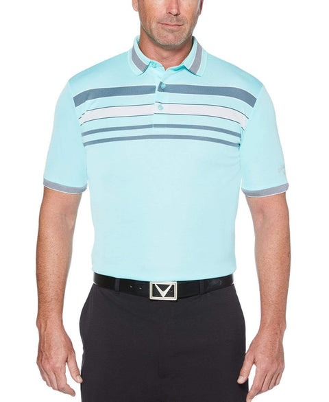 Mens Engineered Chest Stripe Polo Polos Aruba Blue / L