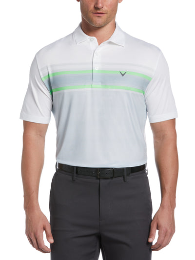 Engineered Energy Print Stripe Golf Polo (Bright White) 