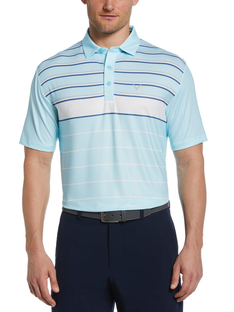 Engineered Resort Chest Stripe Golf Polo (Santorini Blue) 