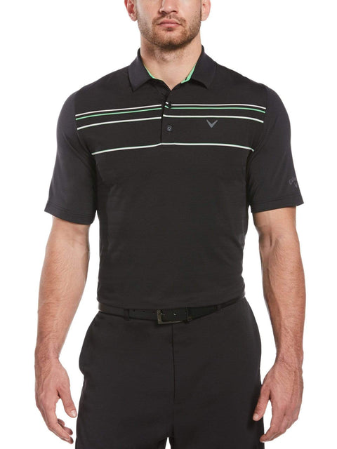 Mens Engineered Stripe Textured Chest Swing Tech Polo-Polos-Caviar-XL-Callaway Apparel