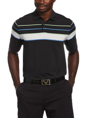 Engineered Ventilated Stripe Golf Polo (Caviar) 