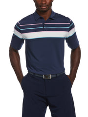 Engineered Ventilated Stripe Golf Polo (Peacoat) 