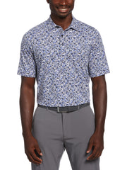 Filtered Floral Print Golf Polo (Caviar) 