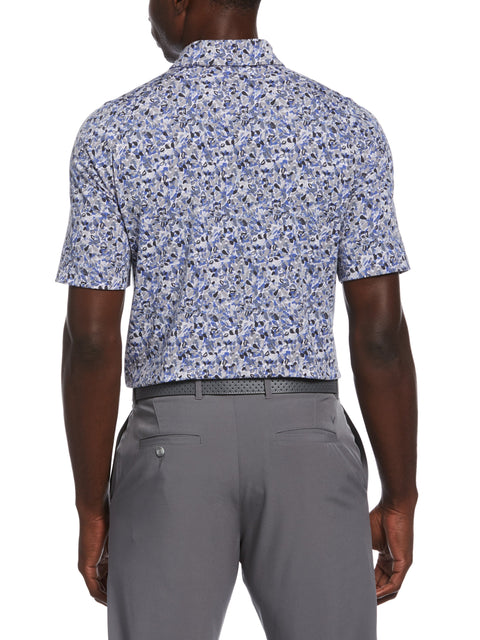 Filtered Floral Print Golf Polo (Caviar) 