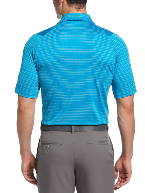 Mens Fine Line Ventilated Stripe Golf Polo Shirt (Hawaiian Ocean) 