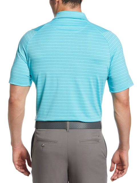 Mens Fine Line Ventilated Stripe Golf Polo Shirt (Santorini Blue) 